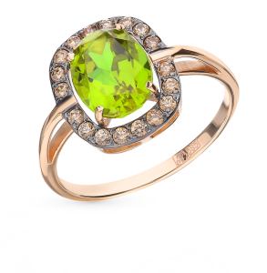 Золотое кольцо с султанитом и фианитами