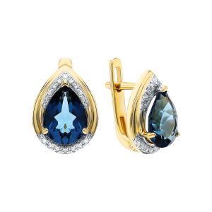 золотые серьги с топазами и бриллиантами