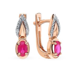 золотые серьги с рубинами и бриллиантами