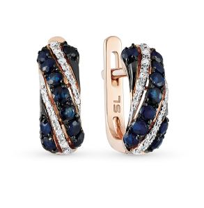 золотые серьги с сапфирами и бриллиантами