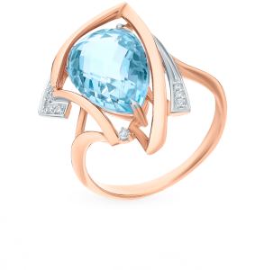 золотое кольцо с топазами и фианитами