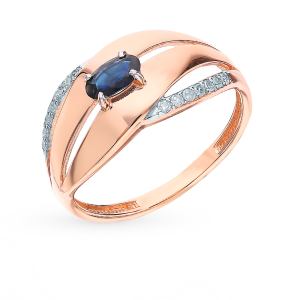 золотое кольцо с сапфирами и бриллиантами