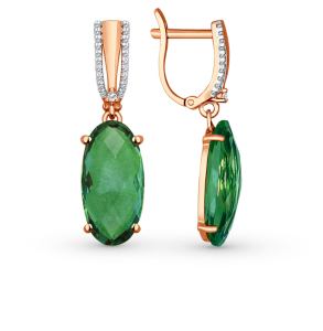 золотые серьги с кварцем и фианитами SOKOLOV 724100*