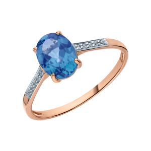 Золотое кольцо с наноситалом (хамелеон) и фианитами