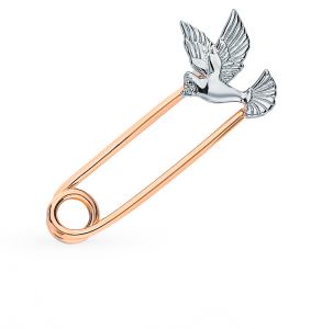 Золотая брошь с фианитом