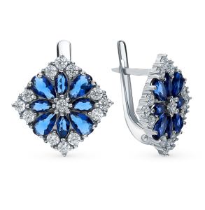 серебряные серьги с кварцем и фианитами