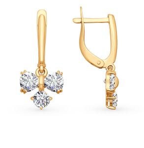 золотые серьги с фианитами SOKOLOV 026681*