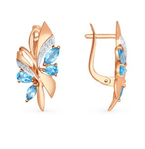 золотые серьги с топазами и фианитами SOKOLOV 724989*