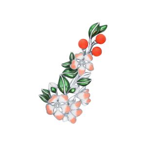 серебряная брошь с жемчугом и эмалью