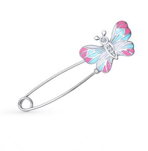 серебряная брошь с фианитами и эмалью SOKOLOV 94040073