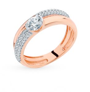 золотое кольцо с фианитами