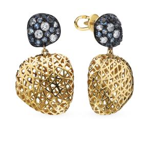 золотые серьги с топазами и бриллиантами