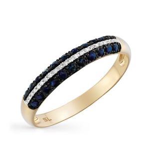 золотое кольцо с сапфирами и бриллиантами