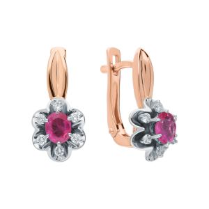 золотые серьги с рубинами и бриллиантами