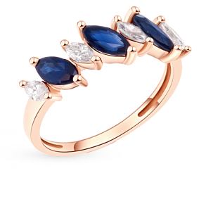 золотое кольцо с сапфирами и бриллиантами