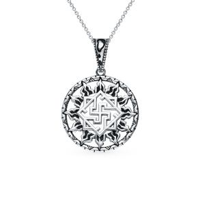 Серебряная подвеска-оберег "Валькирия в солнце"