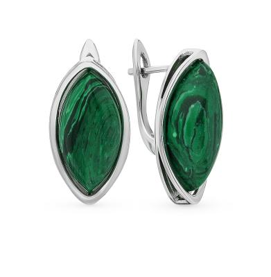 Серебряные серьги с малахитом