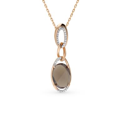 Золотая подвеска с раухтопазами и фианитами