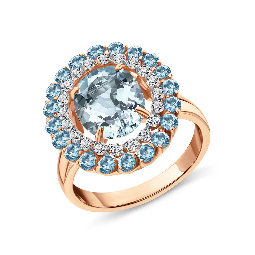 Золотое кольцо с фианитами и топазами в Санкт-Петербурге