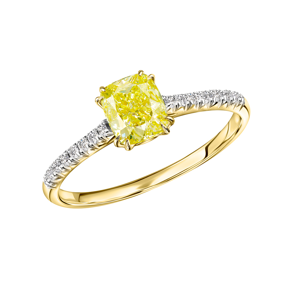 Фото «Золотое кольцо с жёлтыми бриллиантами и бриллиантами»