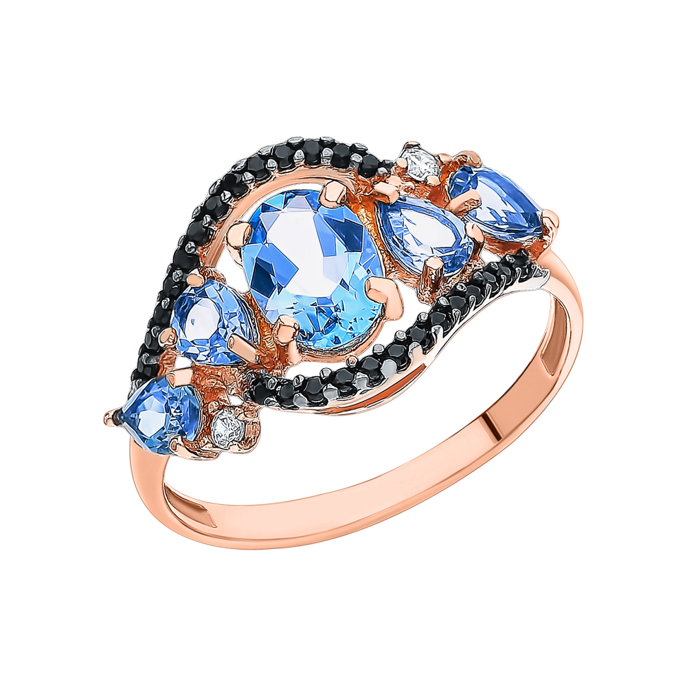 Серебряное кольцо с фианитами, топазами и ювелирными кристаллами в Самаре