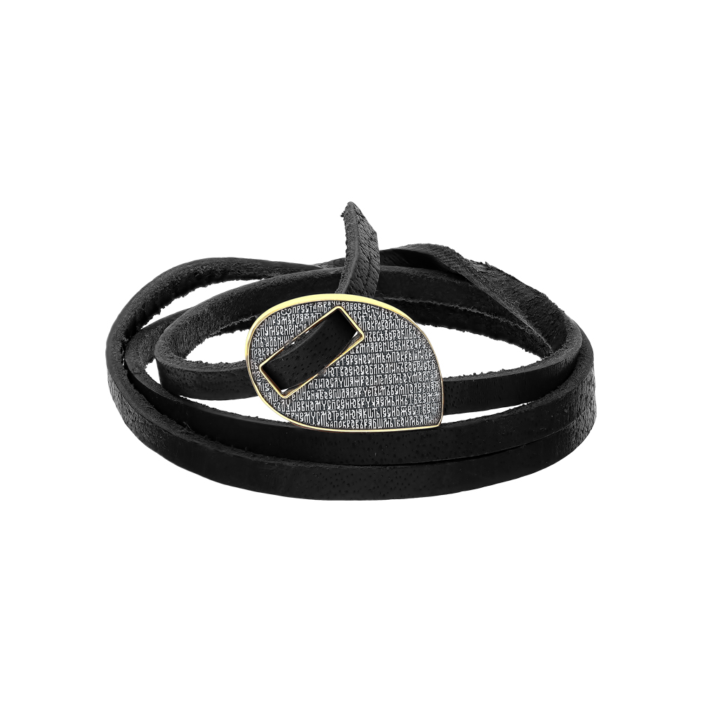 Фото «Кожаный браслет с серебряной вставкой»