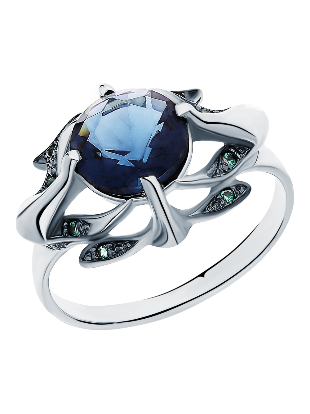 Серебряное кольцо с фианитами и турмалинами в Самаре