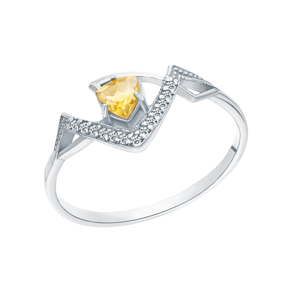 Фото «Серебряное кольцо с кубическим цирконием и цитринами»