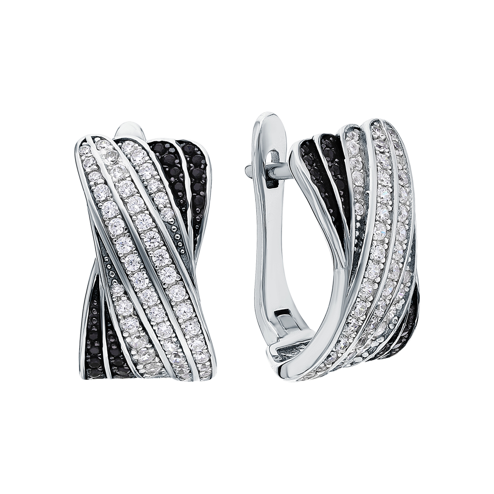 Фото «Серебряные серьги с фианитами и ювелирными кристаллами»