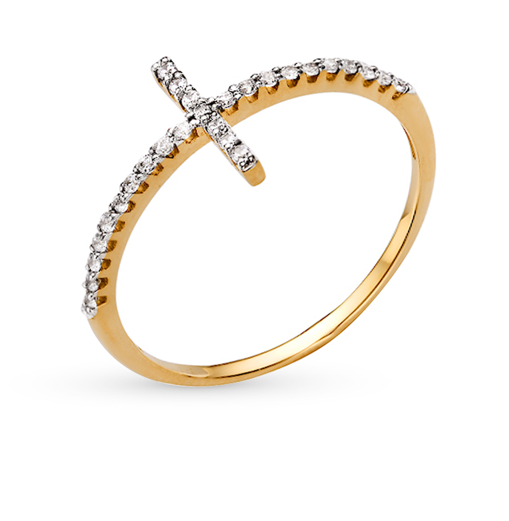 Золотое кольцо с фианитами