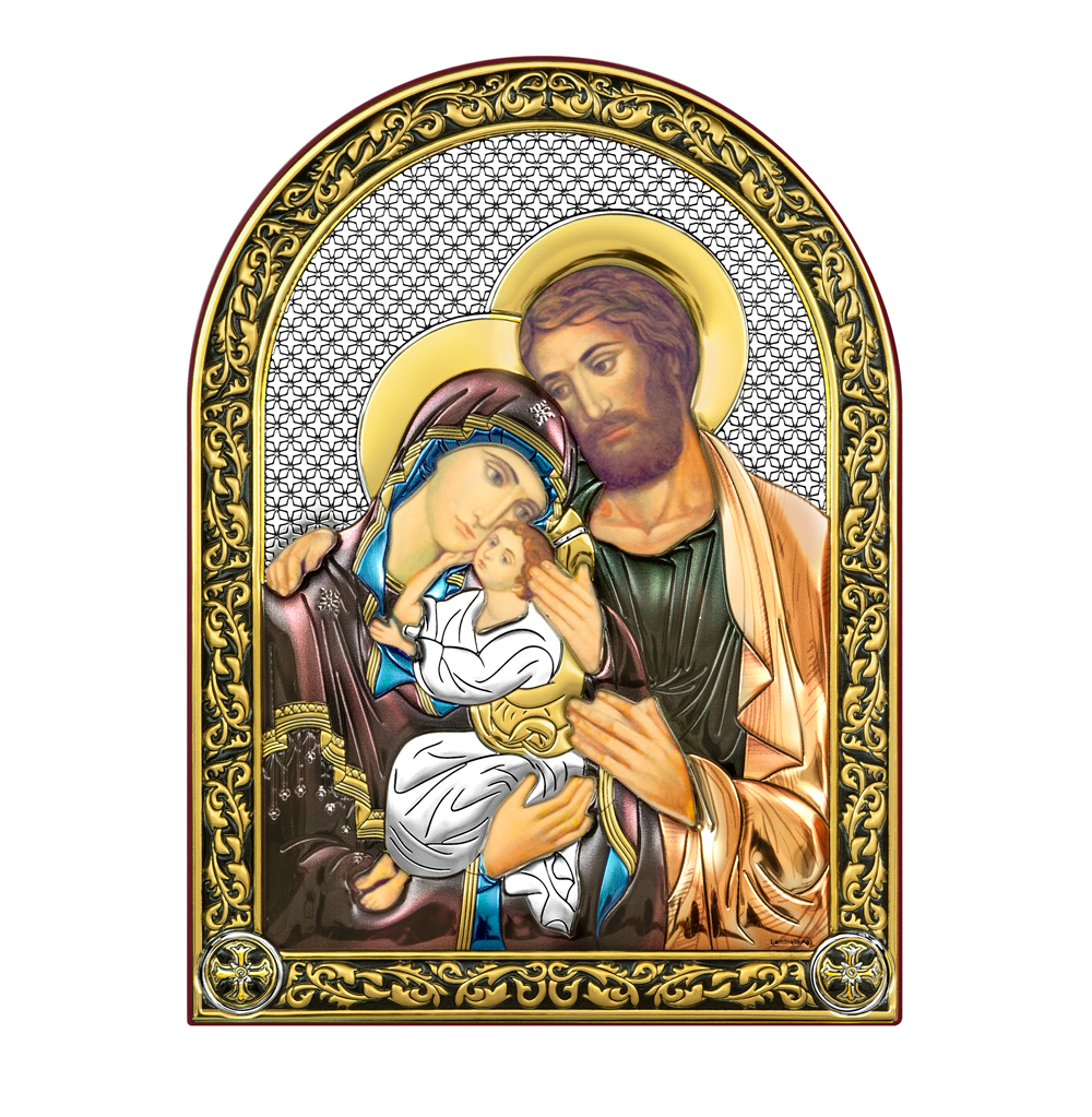 Икона Святое  Семейство, с позолотой и цветной эмалью, на дереве в Ростовe-на-Дону
