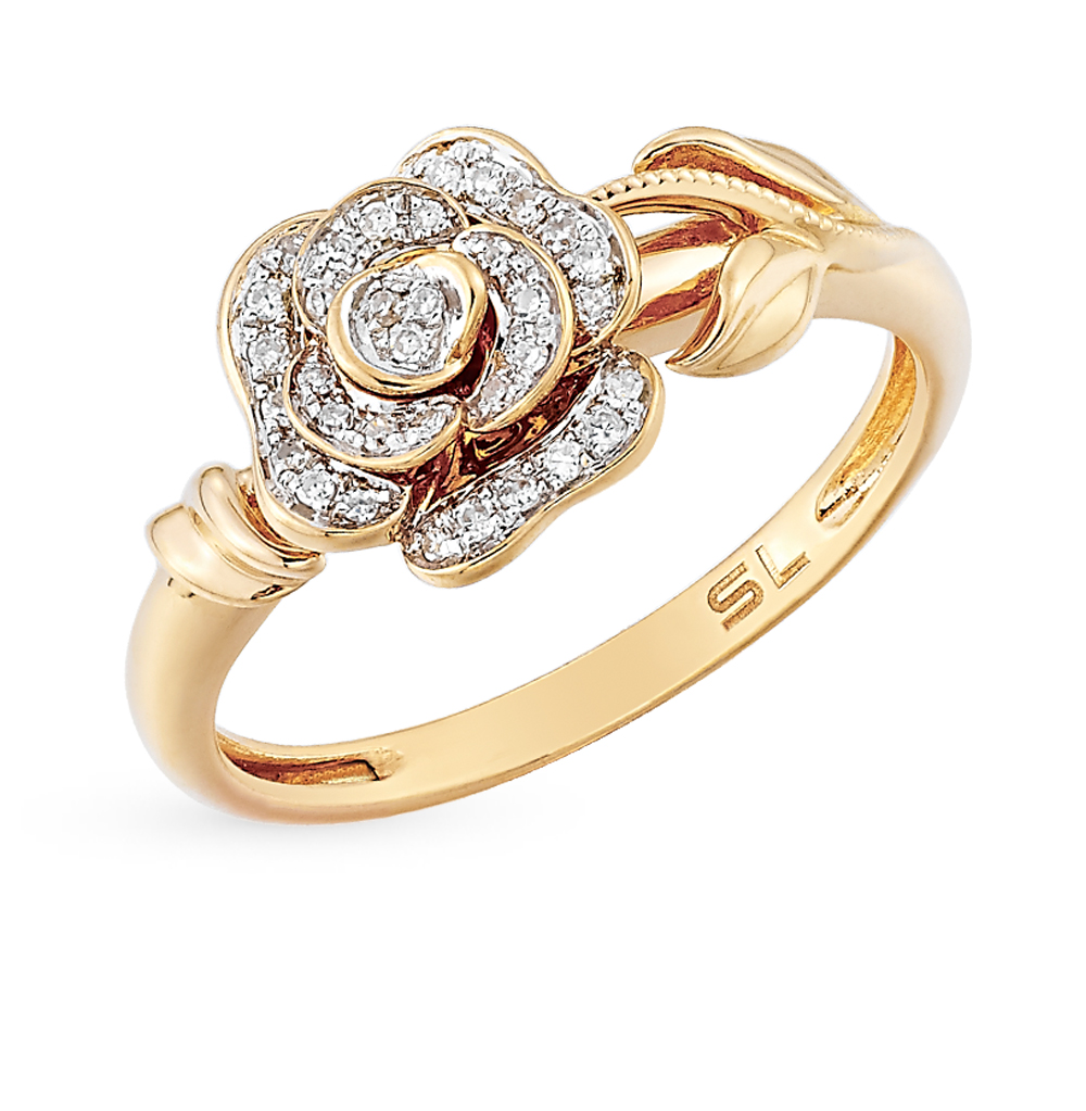 Золотое кольцо. Кольцо роза с бриллиантами Санлайт. Золотое кольцо с бриллиантами 8228-k5r-01. Санлайт золотое кольцо с бриллиантами. Кольцо роза золото 585.