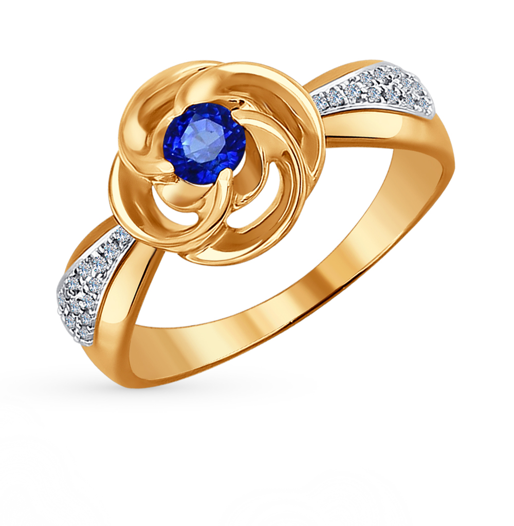 Фото «Золотое кольцо с корундом и бриллиантами SOKOLOV 6012057»