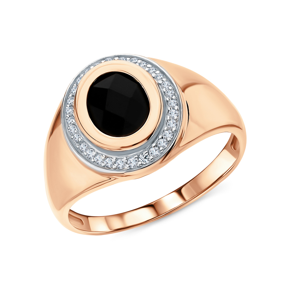 Фото «Золотое кольцо с агатом и бриллиантами»