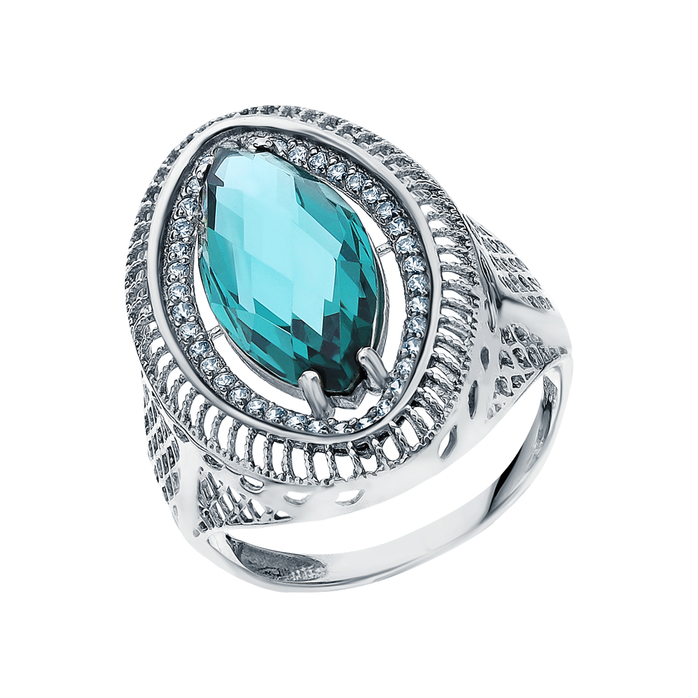 Серебряное кольцо с фианитами и ситаллами в Самаре