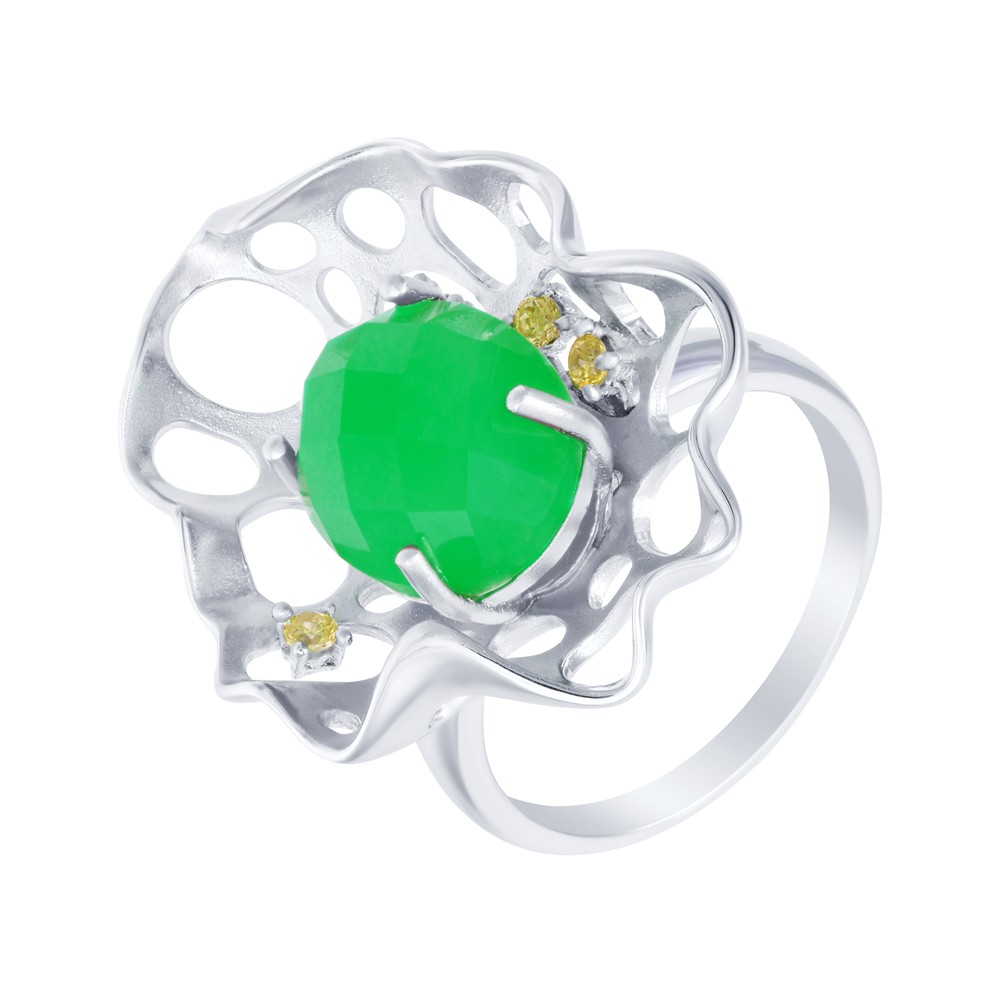 Фото «Серебряное кольцо с кубическим цирконием и агатом»
