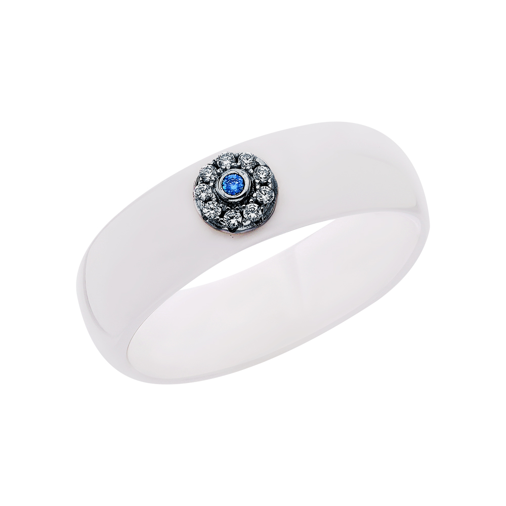 Серебряное кольцо с кубическим цирконием, со шпинелью и керамикой в Ростовe-на-Дону