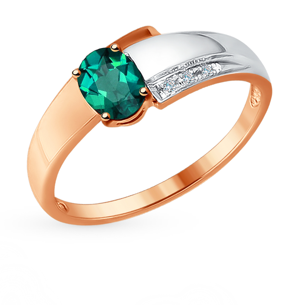 Фото «Золотое кольцо с изумрудами и бриллиантами SOKOLOV 3010547»