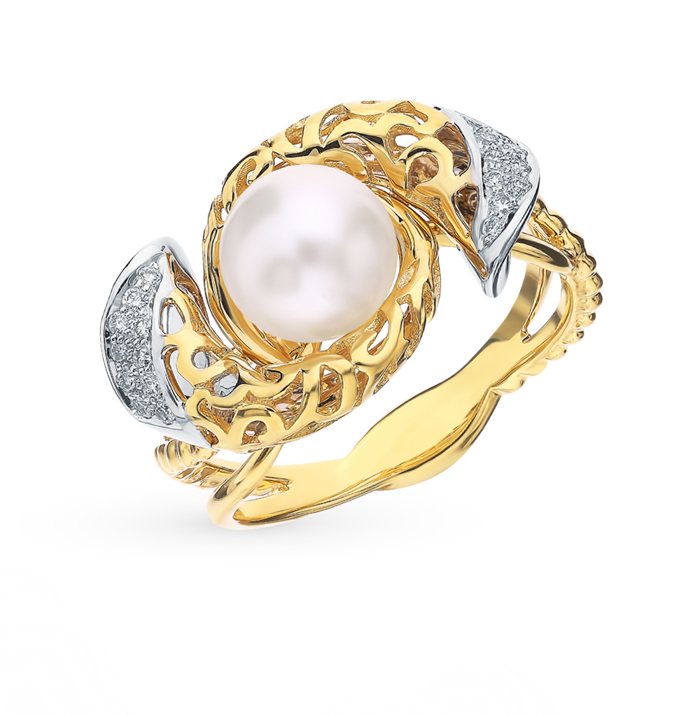 Золотое кольцо с жемчугом и бриллиантами в Нижнем Новгороде