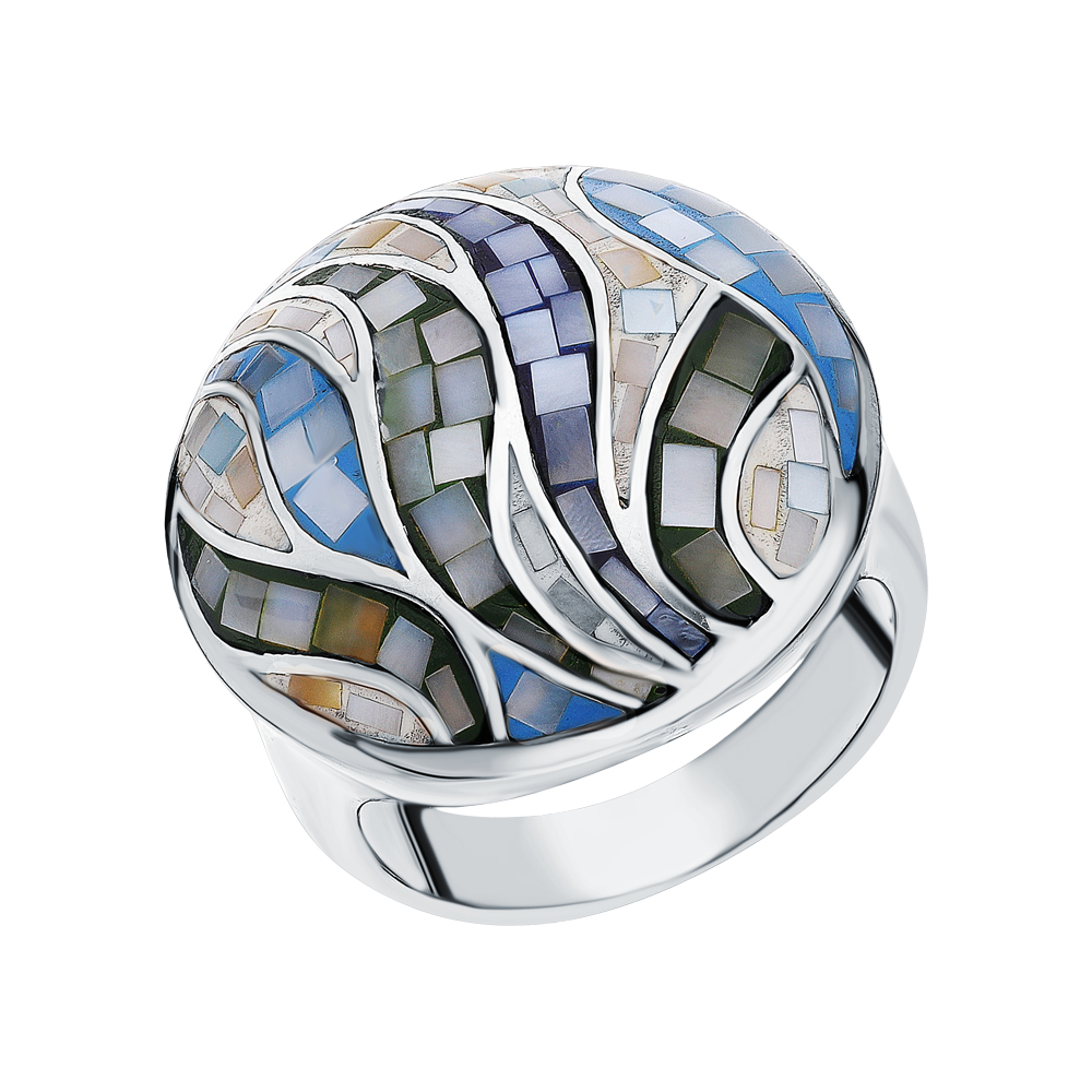 Серебряное кольцо с эмалью и перламутром в Самаре