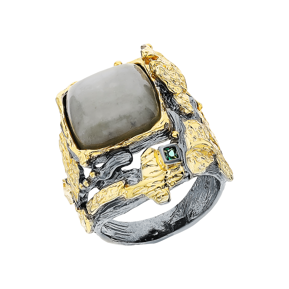 Серебряное кольцо со шпинелью и лабрадоритами в Краснодаре