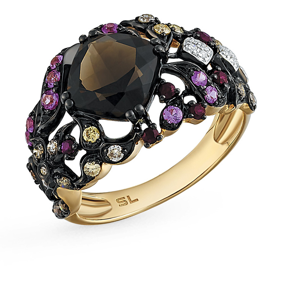 Фото «Золотое кольцо с сапфирами, рубинами и бриллиантами»
