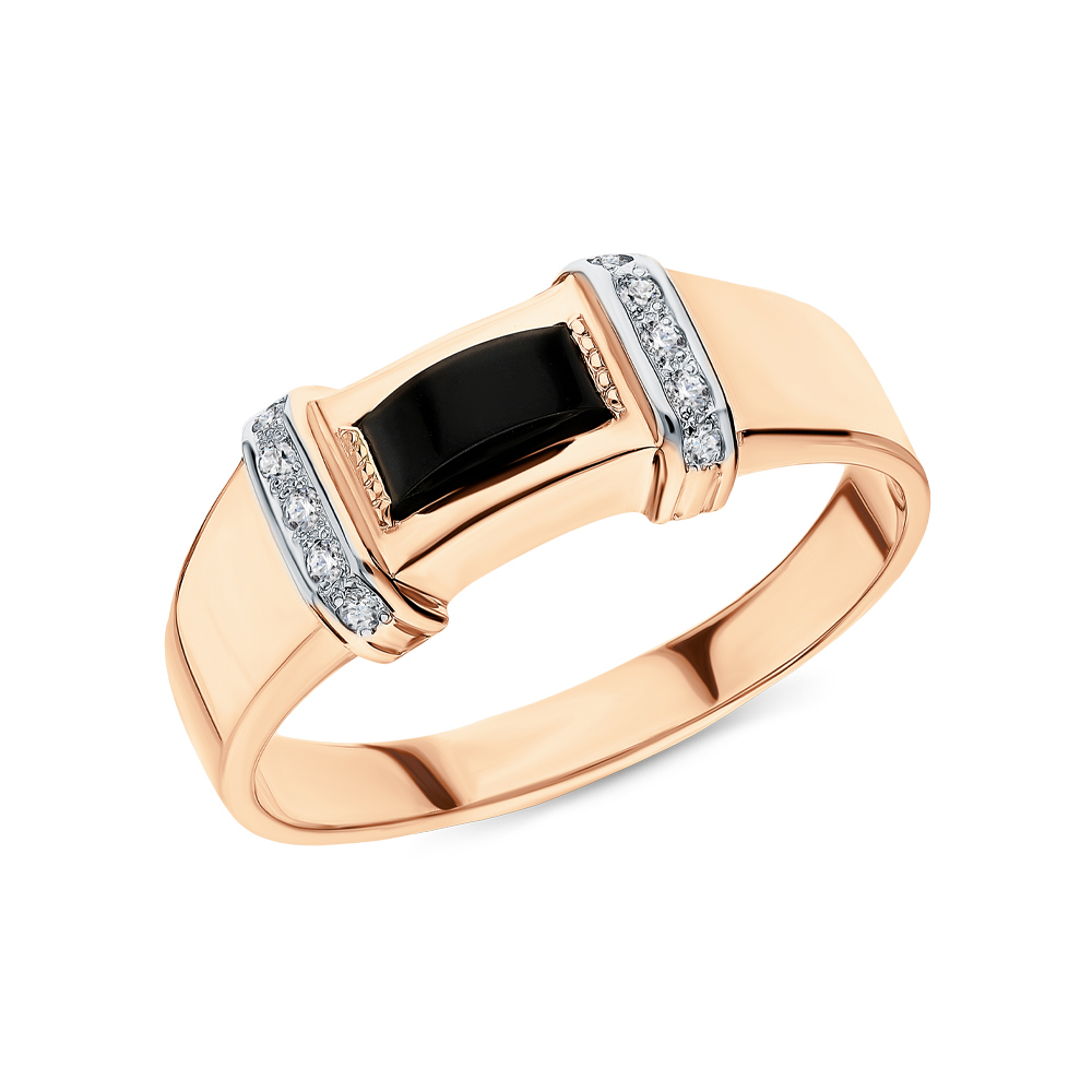 Золотое кольцо с агатом и фианитами в Самаре
