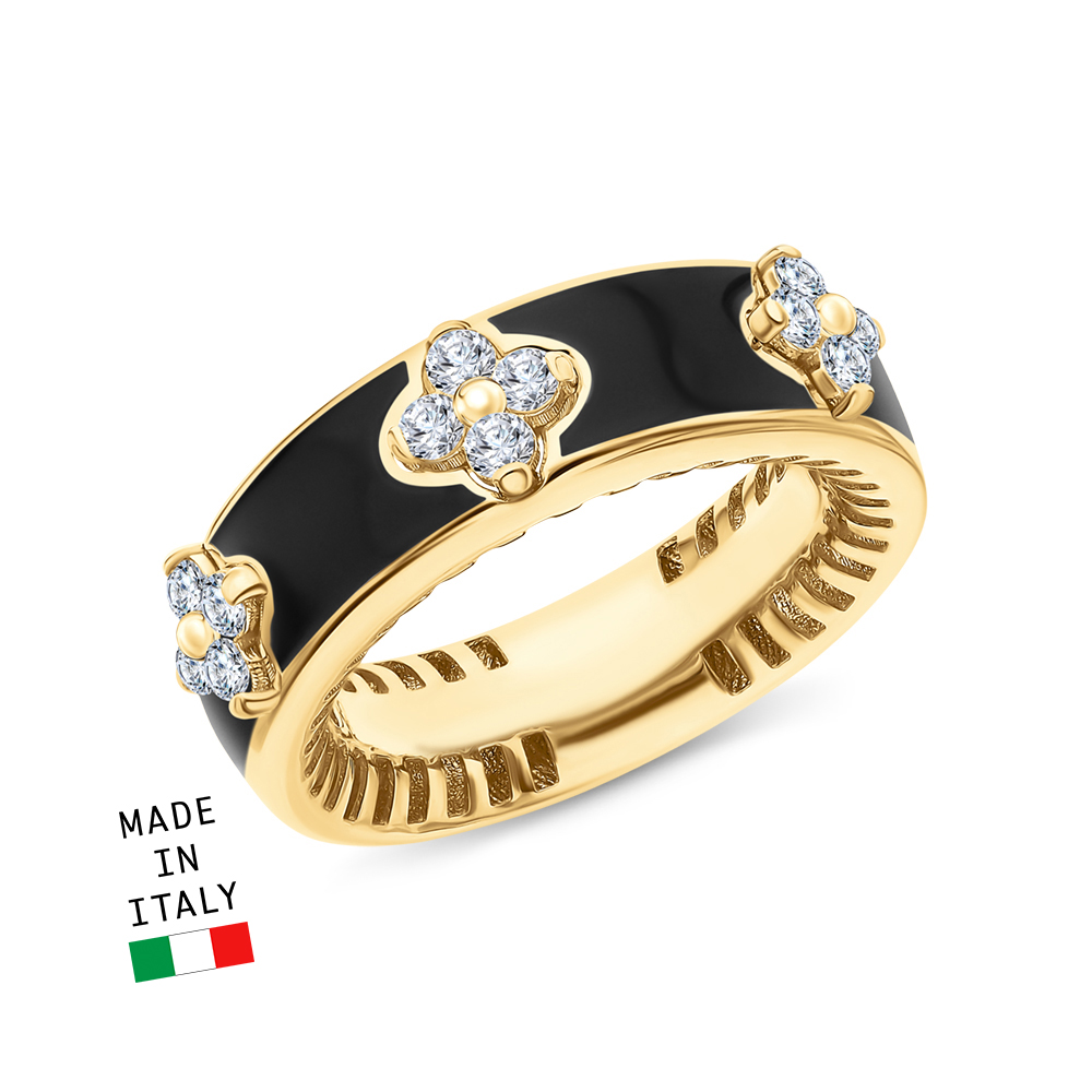 Золотое кольцо с эмалью и фианитами в Краснодаре