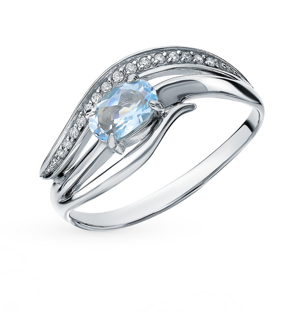 Фото «Серебряное кольцо с фианитами и топазами»