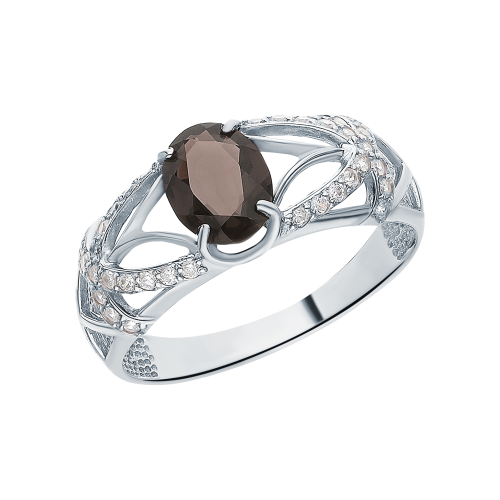 Серебряное кольцо с фианитами и раухтопазами в Самаре