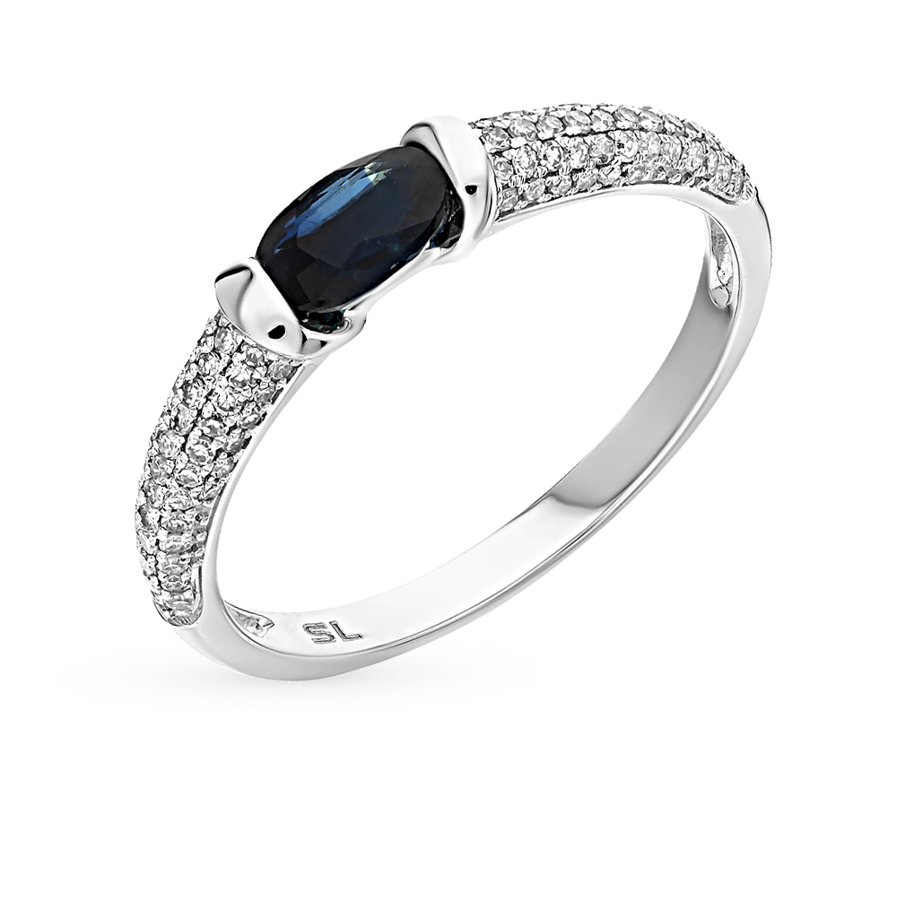 Золотое кольцо с сапфирами и бриллиантами