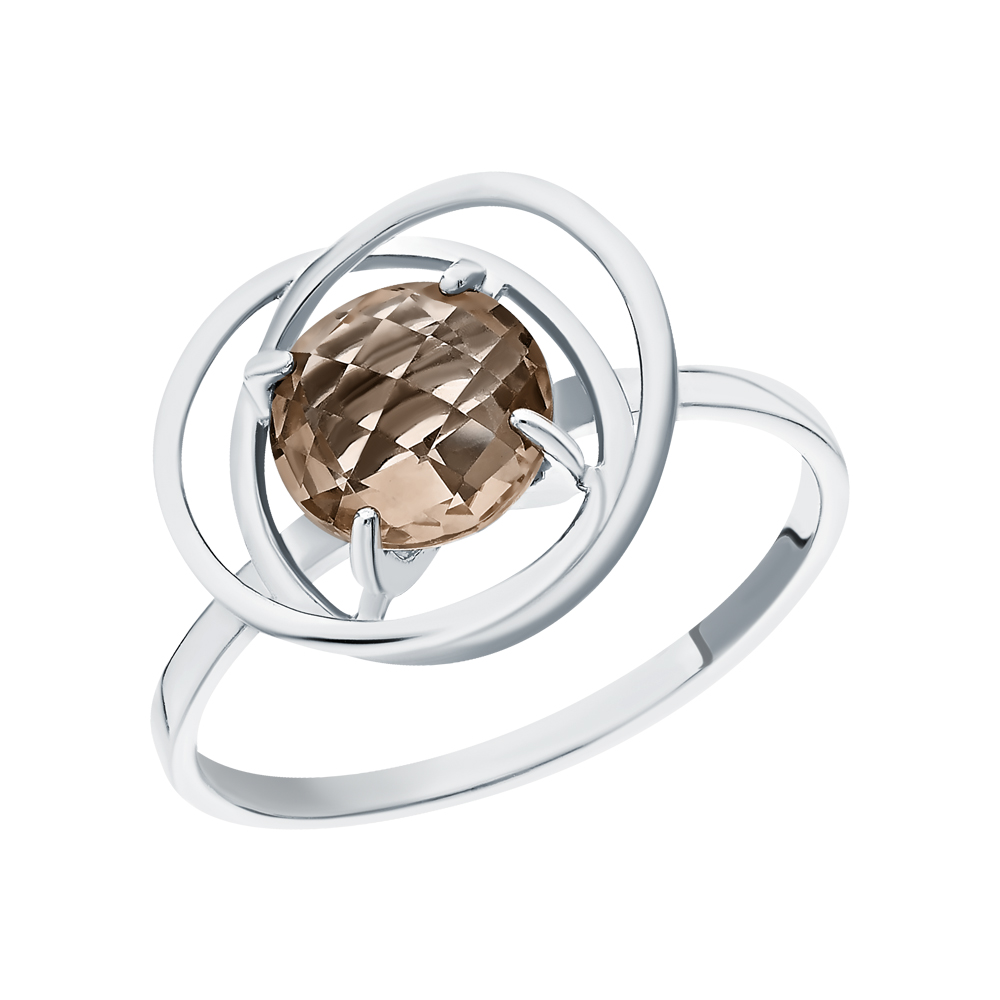 Серебряное кольцо с кварцами дымчатыми в Краснодаре
