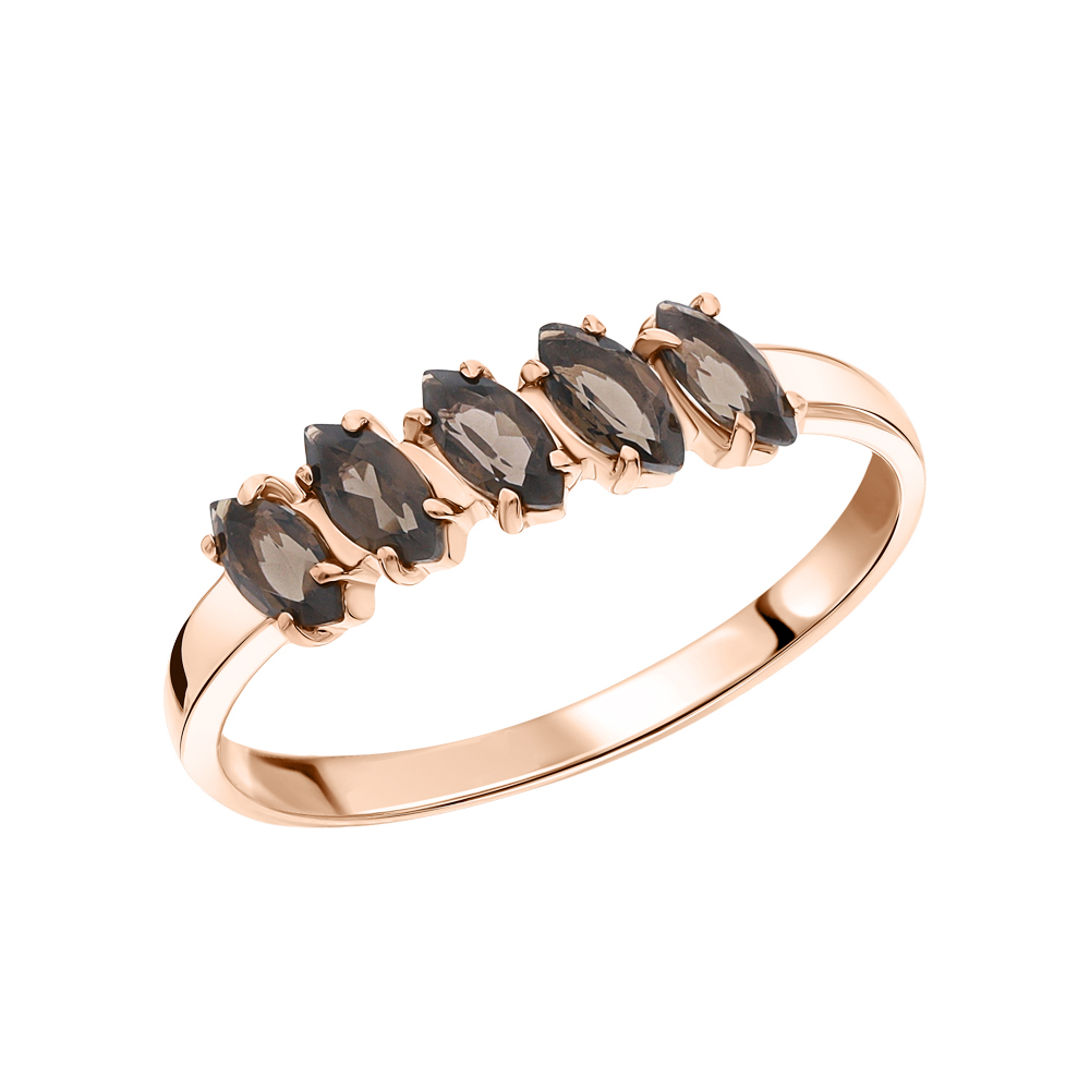 Золотое кольцо с кварцами дымчатыми в Краснодаре