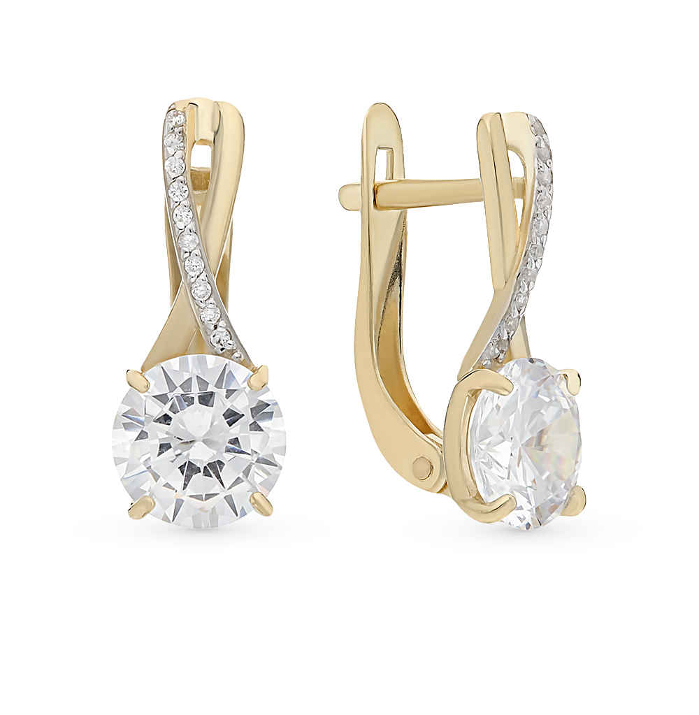 Золотые серьги с фианитами